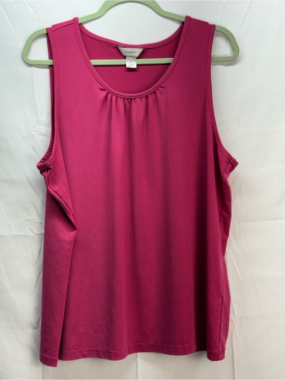 CJ Banks Sleeveless Scoop Neck Tank - Fuchsia